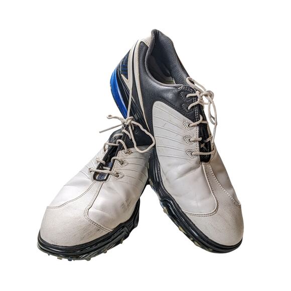FootJoy Golf Shoes Mens 10.5M White Black Leather Spiked Cleats Flex Zone 53139 main image 11